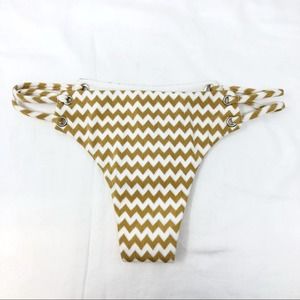 Blue Life Zigzag Roped Up Skimpy Bikini Bottom